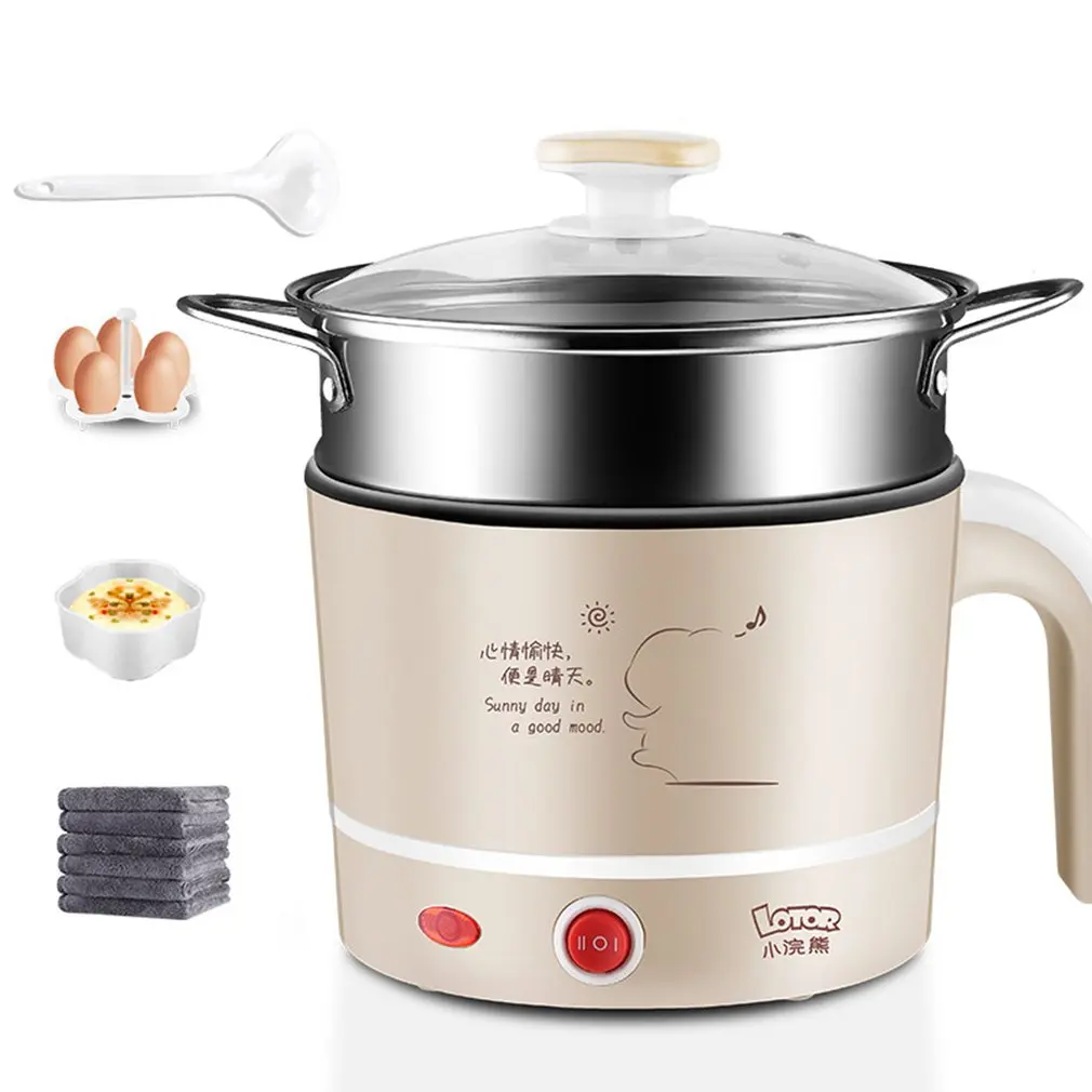 

Dormitory Electric Food Steamer Deep Fry Cooker Multi-Function Cooking Pot Saucepan 600W Non-Stick Steamer