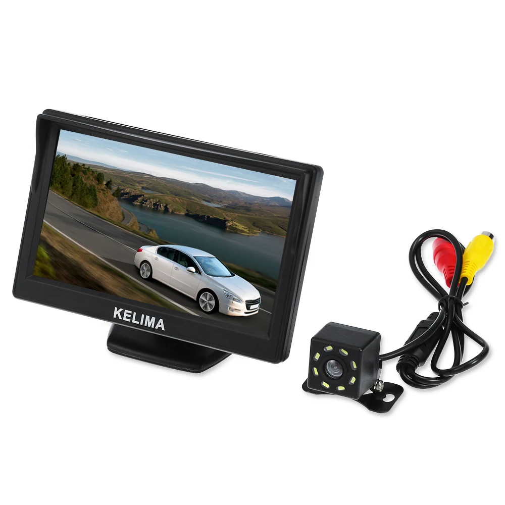 5 Inch Car Display Screen and 8 LED Night Vision Reversing Camera Rearview Camera Interior Camera