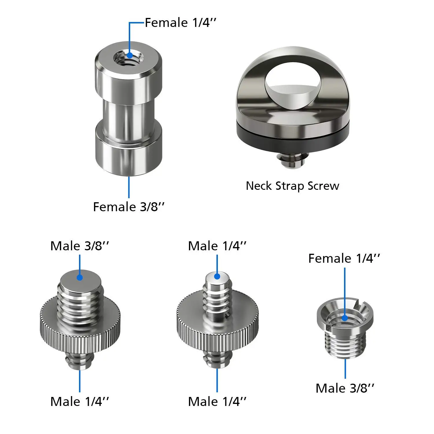  Camera Screws 22 Pcs Converter Threaded Screws Adapter Mount Set Camera/Tripod/Monopod/Light Stand/