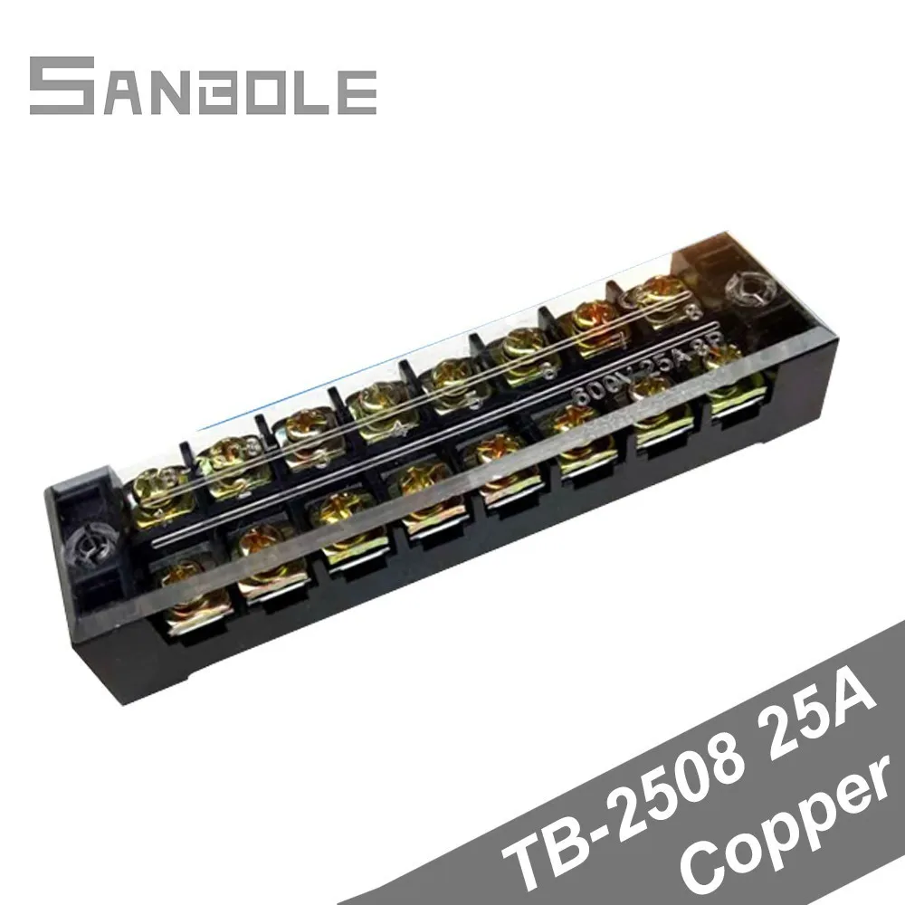 

Copper 600V 15A 8 Positions 8P Dual Row Barrier Screw Terminal Block Wire Connector with plastic cover