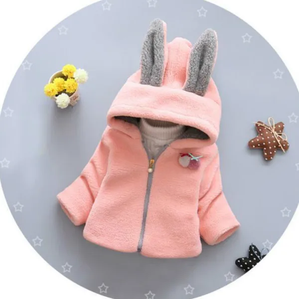 Новинка 2018 года осенне-зимнее пальто хлопковые детские куртки с заячьими ушками