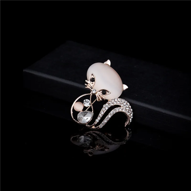 New Fashion Opal Stone Cute Cat Brooch for Women Pin Decorative Garment Accessories Wedding Bridal Dress Jewelry | Украшения и