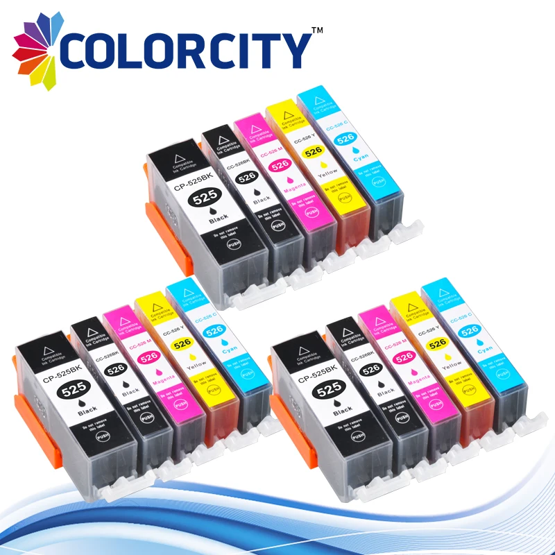 15 шт. PGI 525 CLI 526 pgi cli чернильный картридж для canon PIXMA IP4850 IP4950 MG5150 MG5250 MG6150 MG8150 MX715 MX885