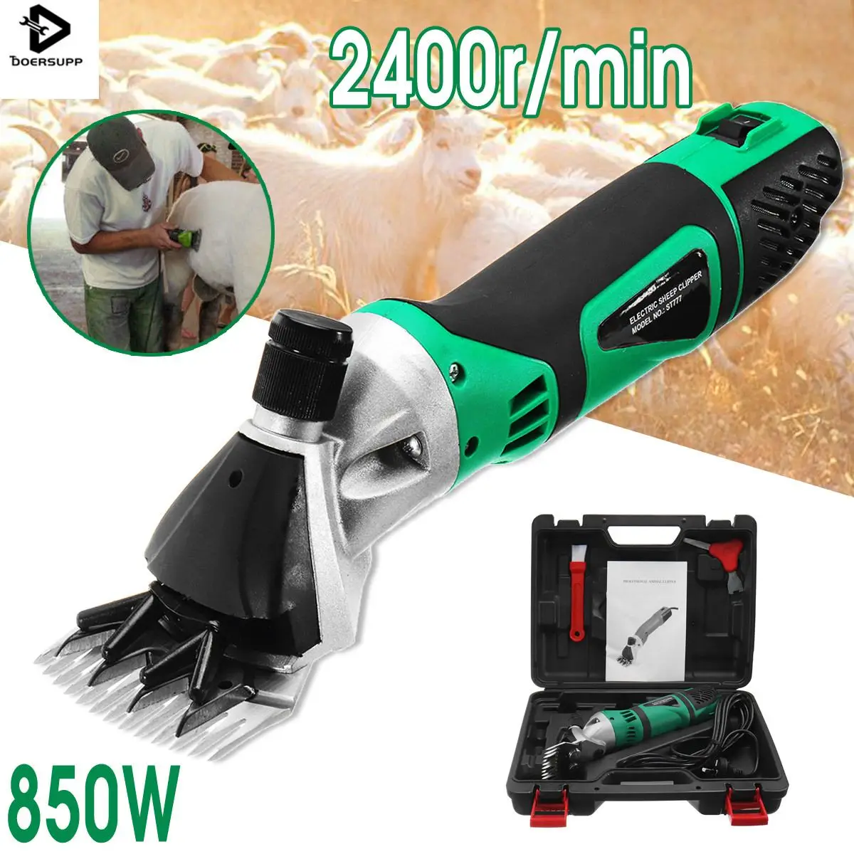 

Doersupp 6 Speeds EU/AU/US Plug 850W Electric Sheep Shearing Clipper Scissors Shears Cutter Goat Clipper Machines 2400r/min