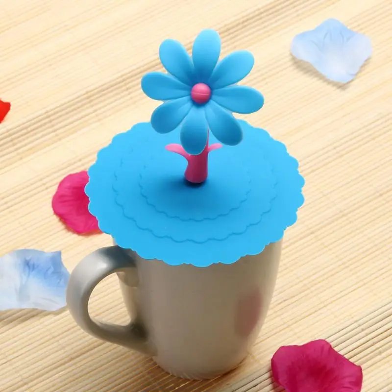 

Cute Sunflower Cup Lid Lace Dustproof Leakage-proof Reusable Silicone Cup Lids DIY Heat Insulation Cover for home Drink Cups