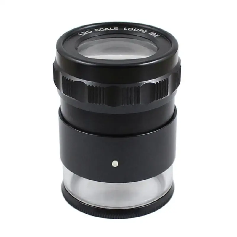 

Adjustable 10X Optical Glass Lens Stand Measuring Magnifier Scale Loupe with LED Light Magnifying Glass Jewelry Certification Te
