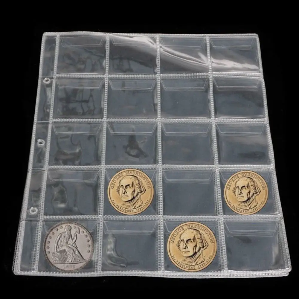 

1PC Clear 20 Pockets Plastic Coin Holders Storage Collection Money Album Case