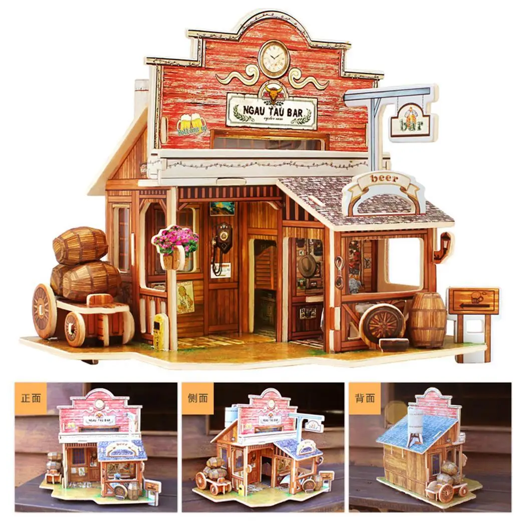 Творческий DIY 3D деревянный дом сплайсинга модель игрушки делать вид как