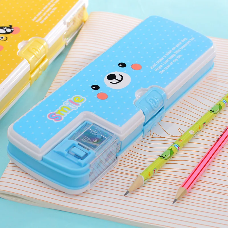 Cute character plastic stationery box Pencil sharpener double