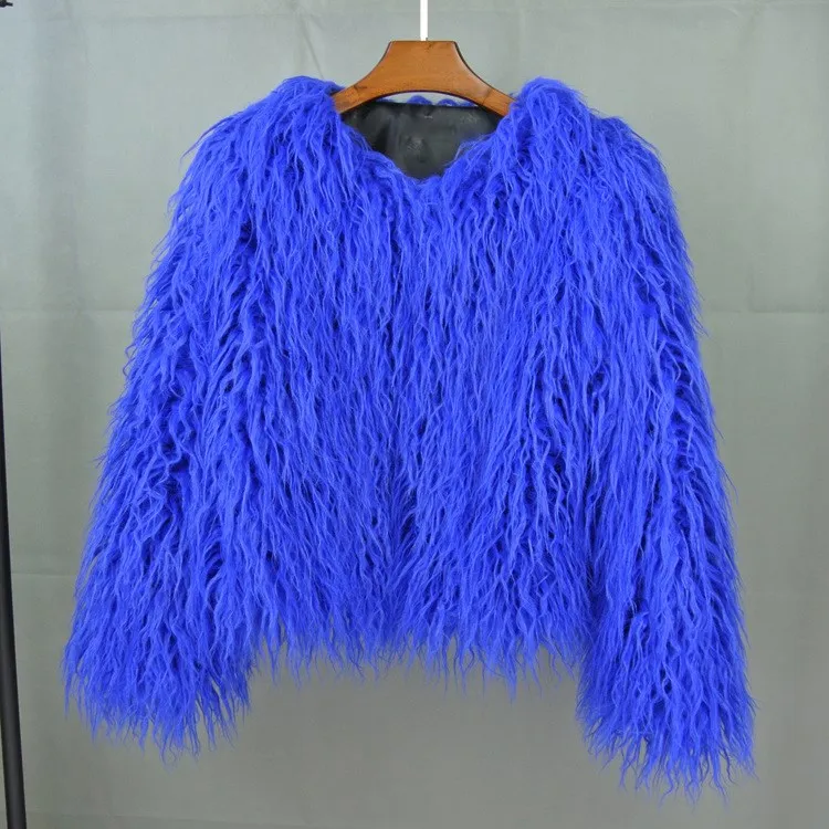 Winter Colorful Boho Furry Faux Fur Coat Plus Size Women Party Solid Mohair Fur Coats Autumn Faux Fur Shaggy Jacket