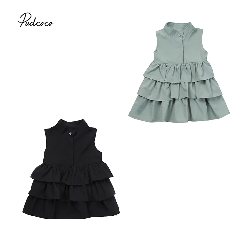 

2019 Brand Newborn Kids Baby Girls Dress New Fashion Summer Cotton Sleeveless Party Pageant Cake Layered Dress Sundress Clothes