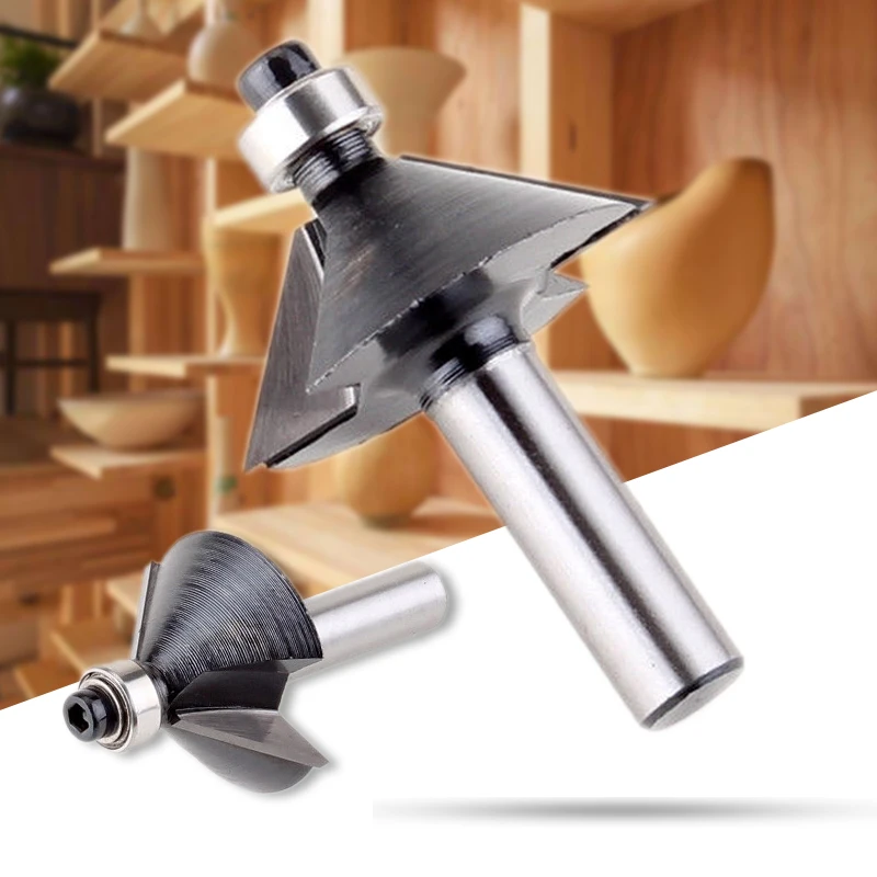 

8mm Shank 45 Degree Chamfer Bevel Edging Router Bit Wood Cutting Tool Woodworking Router Bits