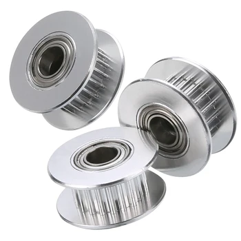 

Mayitr 3pcs 20T Idler Pulley Aluminum Alloy GT2 5mm Bore 6mm Belt Smooth Idler Pulley with Bearing For 3D Printer Parts