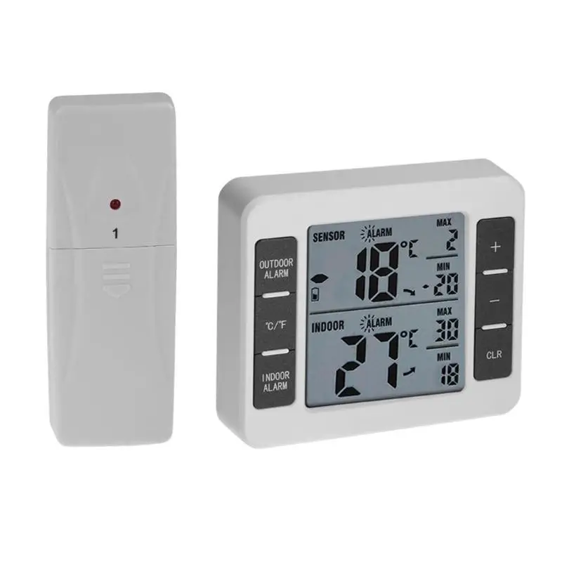 

Digital Thermometer With Alarm Clock Temperature Meter Weather Station tester + Wireless Outdoor Transmitter C/F Max Display new