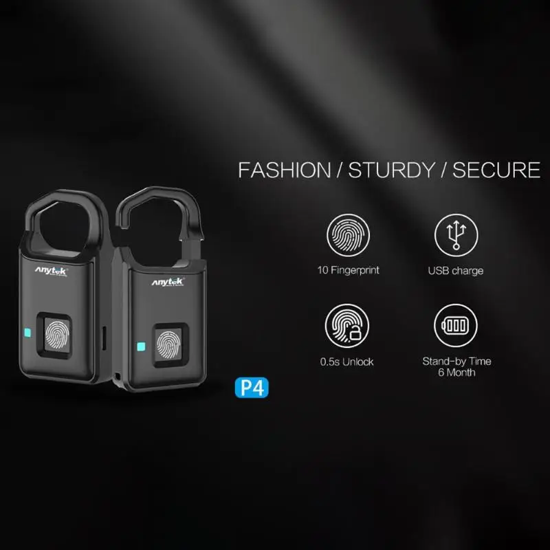 P4 Smart идентификации отпечатков пальцев электронные безопасности рюкзак замок Портативный интеллектуальные замок с отпечатком пальца