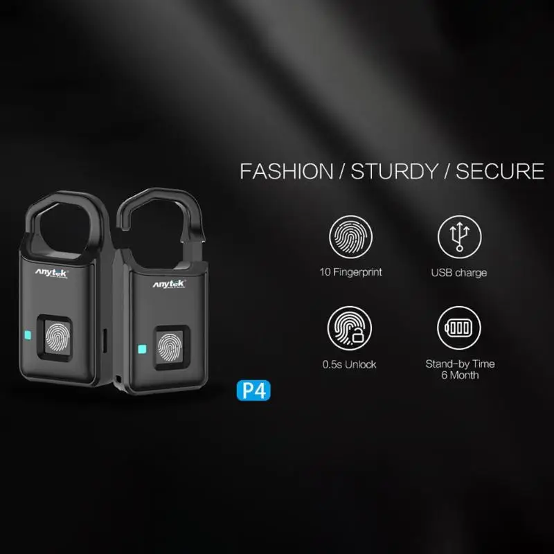 

P4 Smart Fingerprint Identification Electronic Safety Backpack Door Lock Portable Intelligent Fingerprint Cabinet Lock