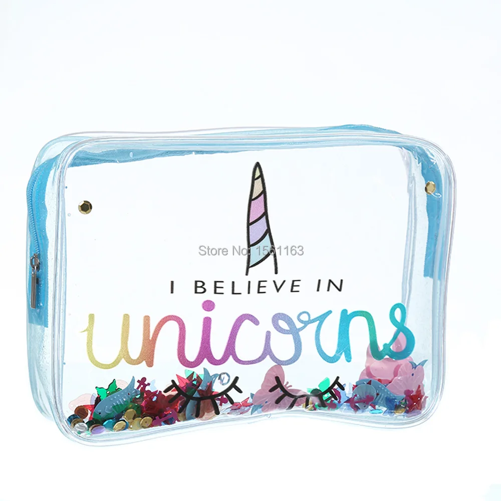 

I Believe In Unicorn Transparent Travel Cosmetic Bag Make Up Case Makeup File Bag Women Organizer Toiletry Storage Cosmetc Bag