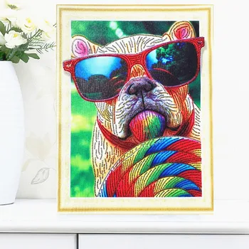 

HUACAN Diamond Mosaic Kit Dog 5d Special Shape Diamond Painting Partial Diamond Embroidery Animal Rhinestone Picture 40x50
