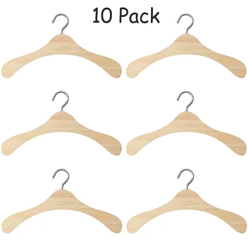 

10pcs 12CM Wooden Non-Slip Space Saving Mini Laundry Hook Clothes Hangers Drying Rack for Dolls Shirts Dresses Sweaters