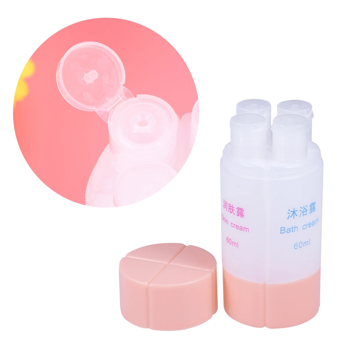 

4-in-1 Travel Bottle Set 60ml Organized Leak Proof Travel Tube Sets Dispensing Containers for Shampoo Lotion Soap