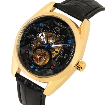 

Business Mens Automatic Mechanical Watches Luxury Automatic-self-winding Mechanical Wristwatches Golden Gear Mechanical Clock