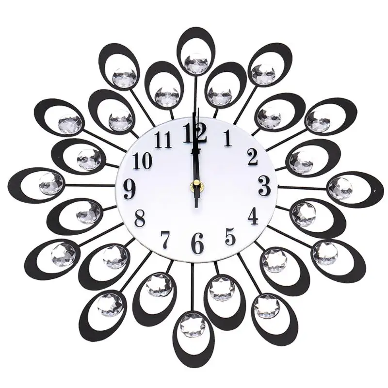 

Luxury Diamond Large Wall Clocks Metal Living Room Wall Clock Big Wall Clocks Metal Living Room Wall Clock 2018 New