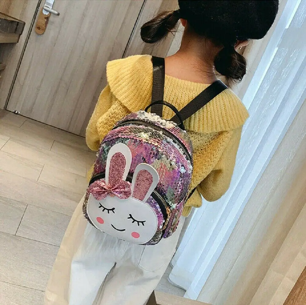 Модный рюкзак с пасхальным кроликом для маленьких девочек, школьный кожаный маленький рюкзак с блестками