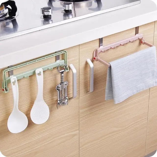 Best Offers Multi-Functional Shelves Folding Kitchen Cabinet Door Hanger Towel Hook Cupboard Towel Sundries Organizer Bathroom