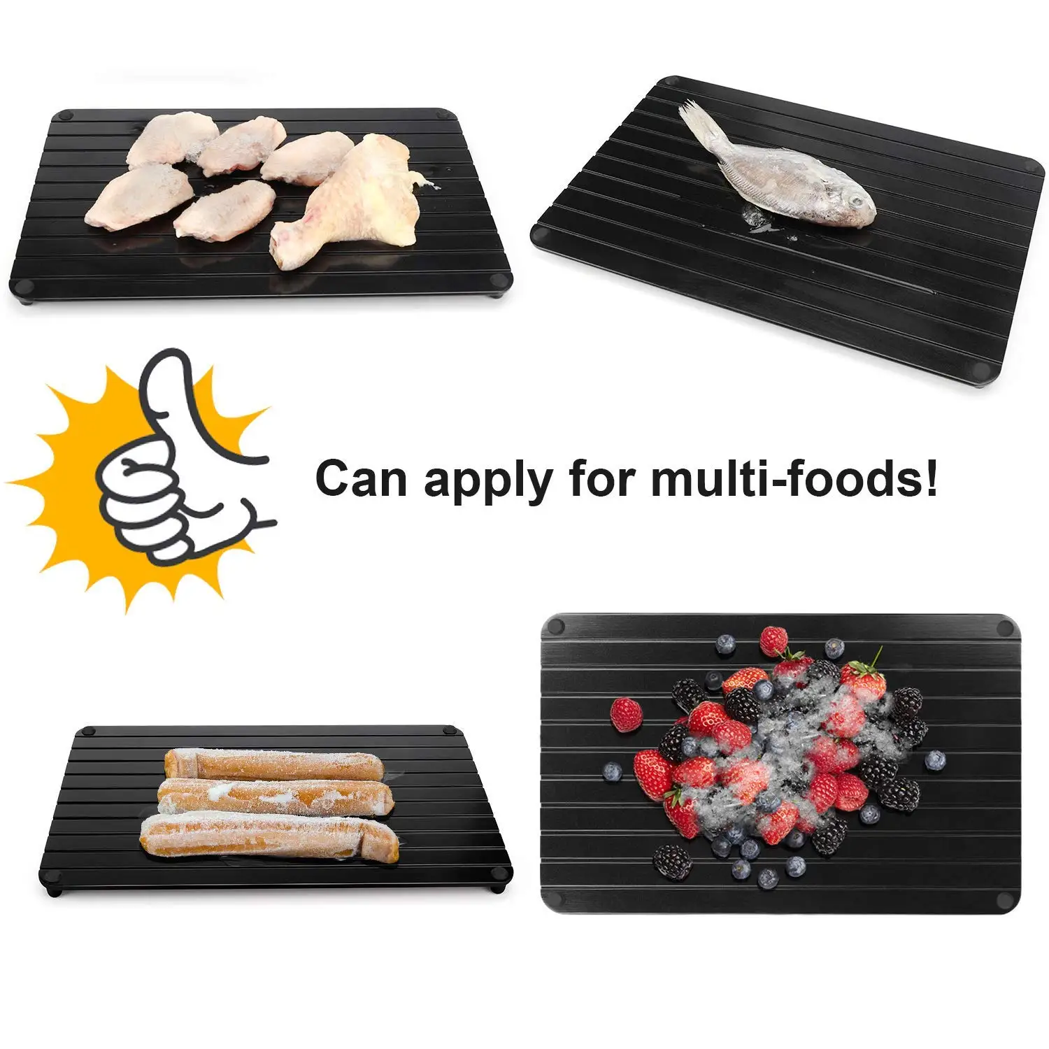 Rapid Thaw Defrosting Tray fast meat desfroting plate Quick defroster tray Miracle defrost board for frozen foods 100% natural