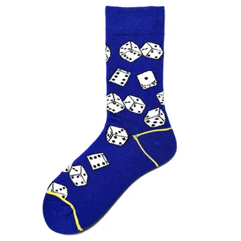 

Funny Mario Dice Printed Socks Men Hit Color Splicing Yellow Lightning Happy Socks Harajuku Motion Chaussette Homme