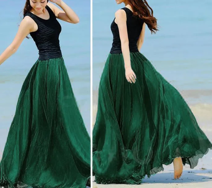 Летние женские повседневные свободные макси юбки BOHO шифоновые длинные