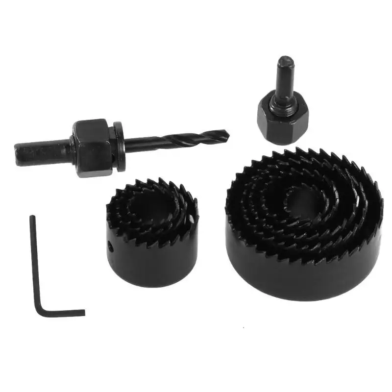 Online 11 Pcs Hole Saw Metal Cutting Set Kit 3 4 Karbon Tinggi Baja HSS Mata Bor Kayu Logam Cutter Circular Round bor Case