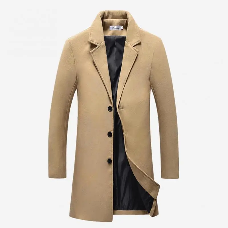 2018 зимние теплые мужские куртки сплошной цвет средней длины куртки мужские пальто утолщаются Slim Fit пальто #1123