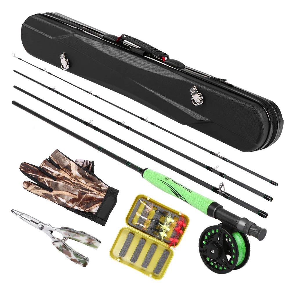 

LIXADA Portable Fly Fishing Rod and Reel Combo Lightweight Carbon Fiber Fly Rod Pole Fishing Gloves Pliers Flies with Carry Case