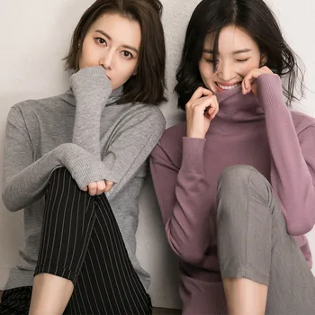 

Turtleneck Sweater Female Loose Korean-Style Cashmere Sweater Autumn And Winter Pullover Bottoming Shirt L Jumpers Spike Long-Sl