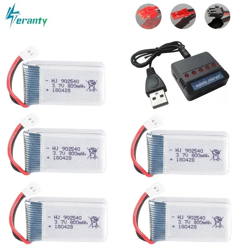 3,7 V 800mAh 25c Lipo батарея и 5в1 зарядное устройство для Syma X5 X5C X5SC X5SW TK M68 CX-30 K60 905 V931 RC Квадрокоптер Дрон запасные части