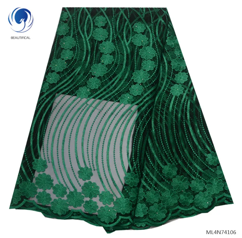 

BEAUTIFICAL green embroidery lace french fabric cheaper african dress lace material tulle lace ML4N741