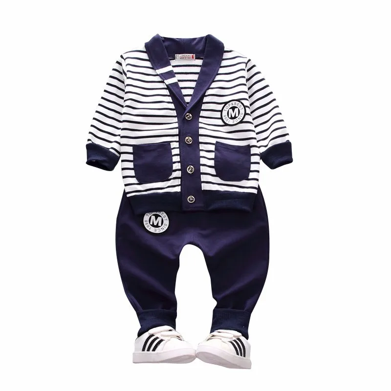 

2019 New Spring Autumn Baby Boys Clothes Children Clothing Sets Kids Suits Cotton Striped Jacket Pants 2PCS Leisure Tracksuit