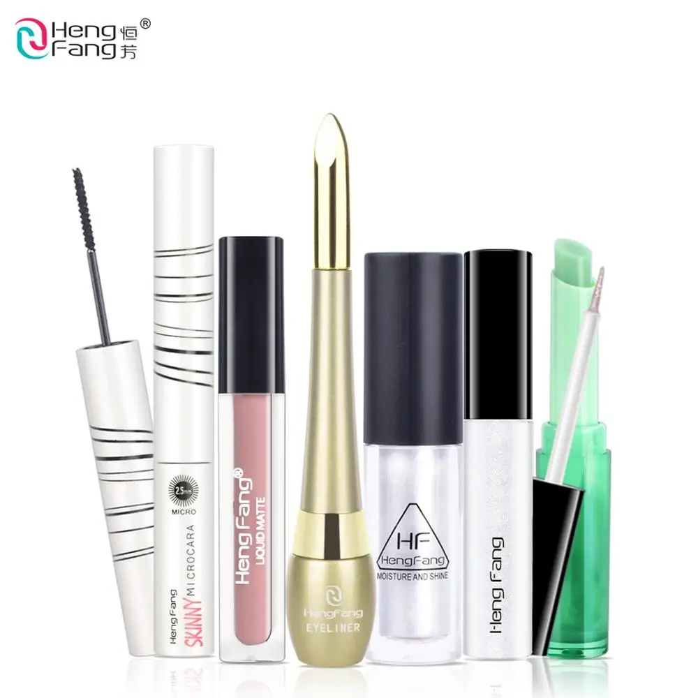 1Set=6Pcs HengFang 6Pcs Makeup Set Eyeliner and Mascara and Lip Gloss