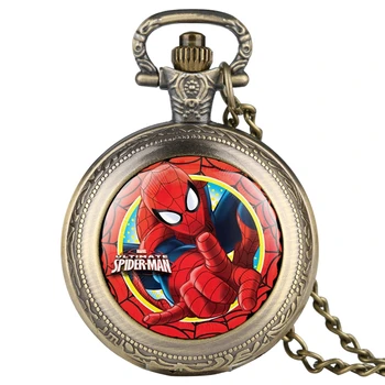 

Fashion Red Ultimate Spider Man Retro Quartz Pocket Watch Necklace Pendant Jewelry Dress Gifts for Boys Girls Kids Children Fans