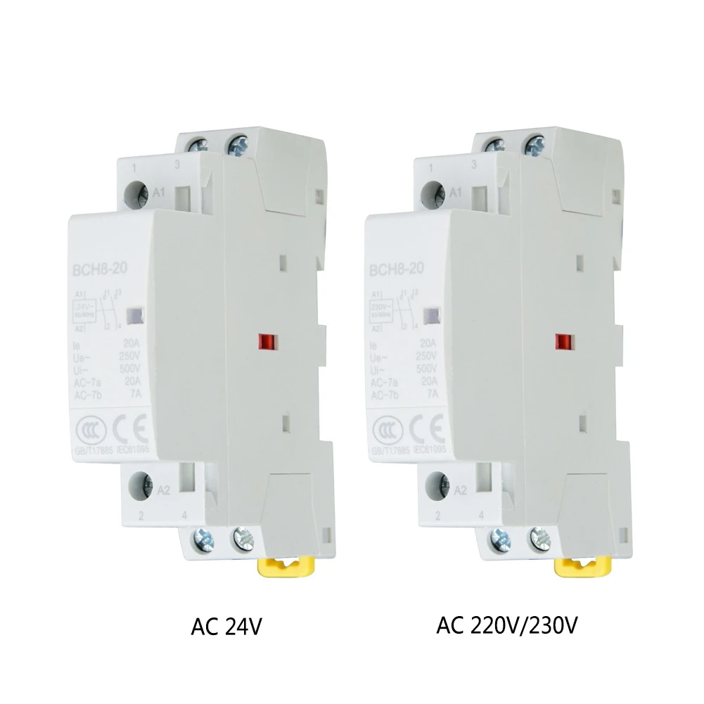 2P 20A 24V 220 V/230 V 50/60Hz AC контактор для дома на din рейке 1NO 1NC|Замыкатели| |