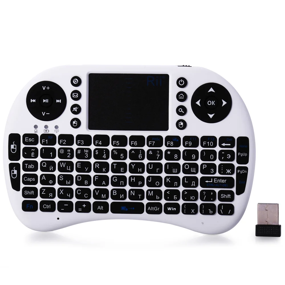Rii Min I8 2 4 GHz Mini QWERTY беспроводная сенсорная клавиатура комбо 92 клавиши Русская для