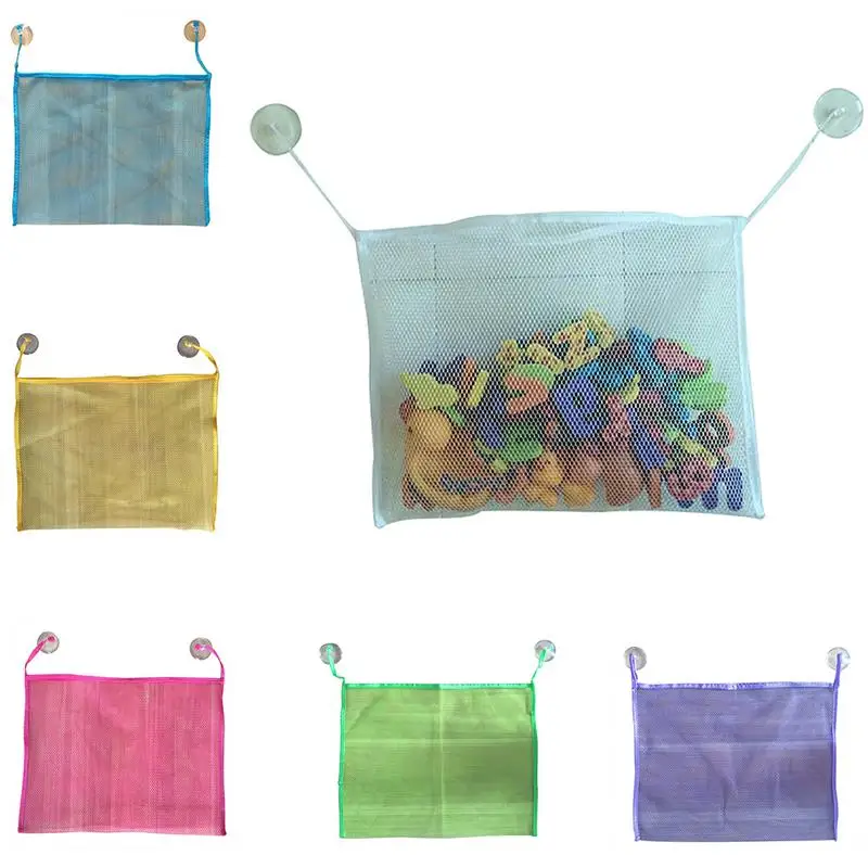 

6 Colors Options Children Infant Baby Bath Tub Toy Net Storage Bag Useful Bathroom Bath Toys Save Net And Suction Cup Hook