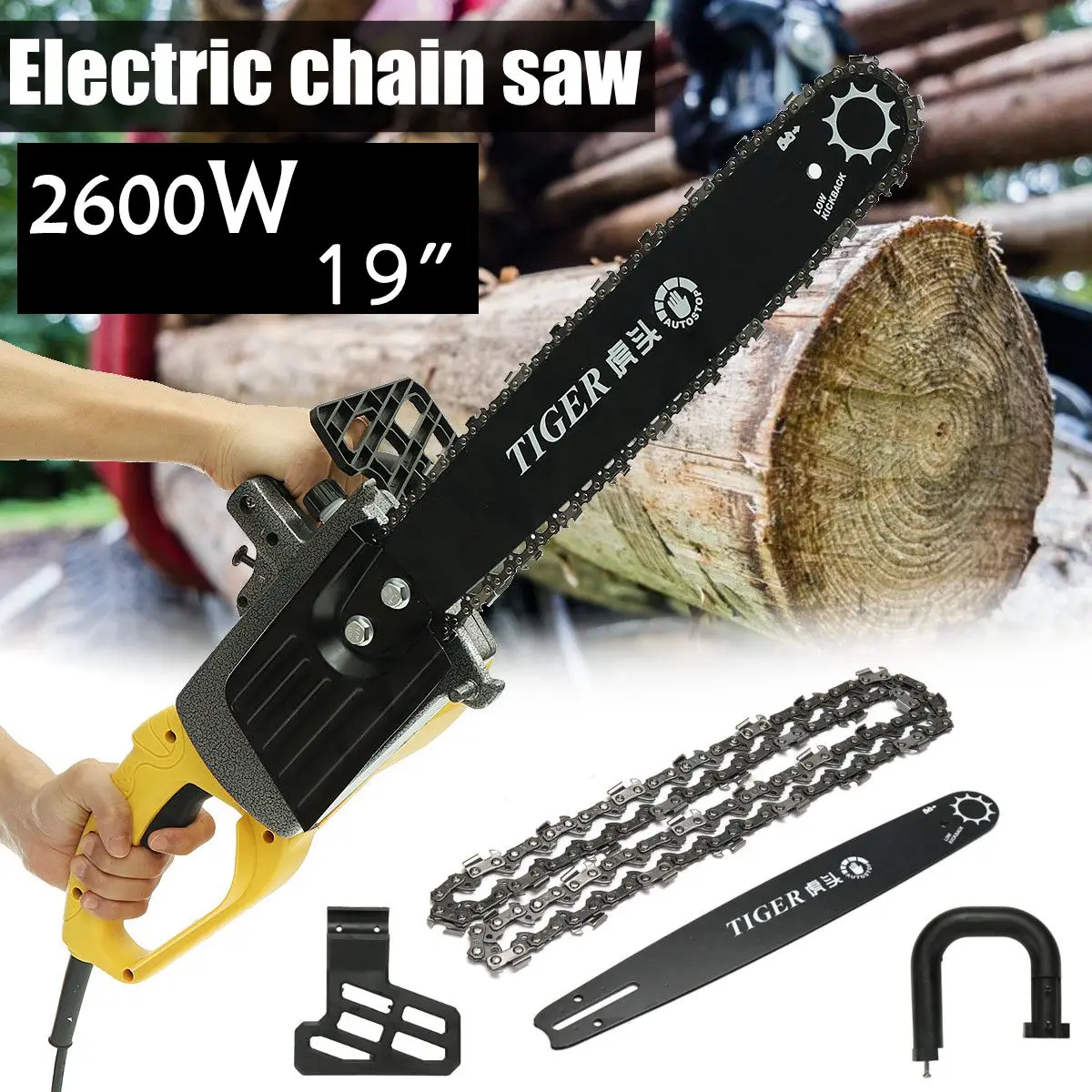 

220V 2600w/4800w Home/Industrial Electric Chain Saw Wood Saw Chainsaw 1200r/min Woodworking Chainsaw