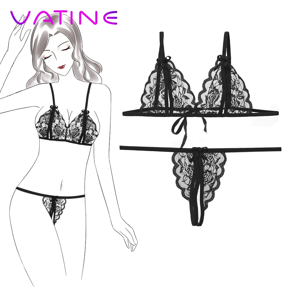 VATINE Sex Erotic Lingerie Tenue Sexy Femme Erotique Sexy Lingerie Set Lace Chest Bra T Pants Gather Bikini Sex Toys for Couples