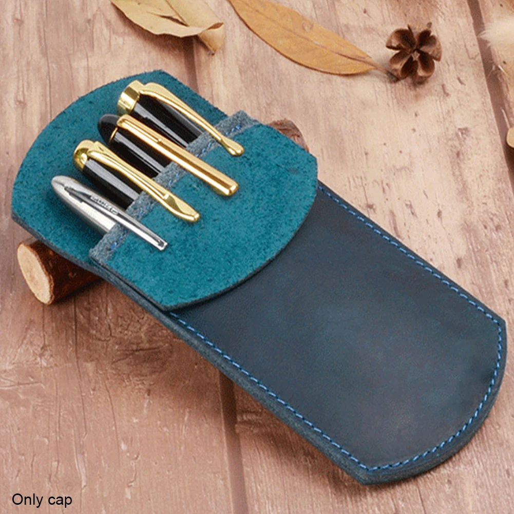 Retro Pen Holder Durable Essentials PU Leather Handmade Pocket Protector School Supplies Pouch