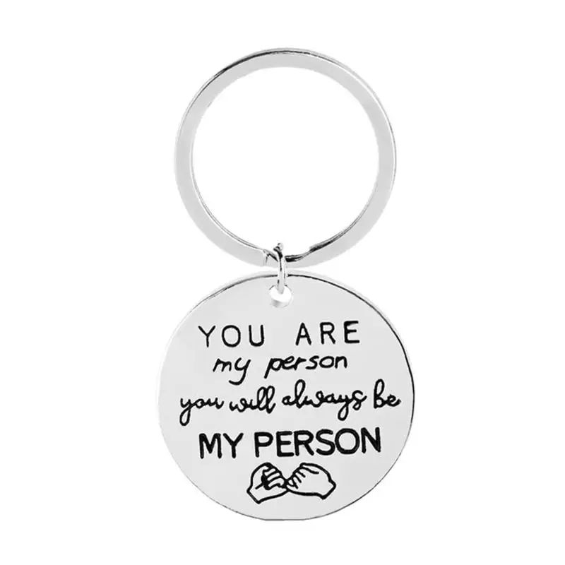 

Romantic Round Shape Lettering Pattern Keychain Men Women Fashion Key Ring Pendant Jewelry Bag Clothes Decor Couples Gift