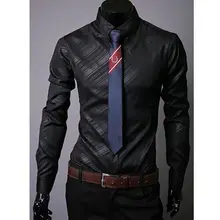 Мужская Модная приталенная деловая Повседневная рубашка с длинными рукавами, роскошная стильная повседневная приталенная Повседневная рубашка