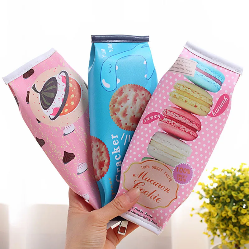 Kawaii Macaron школьный пенал для девочек милый крекер искусственная кожа ручка сумка
