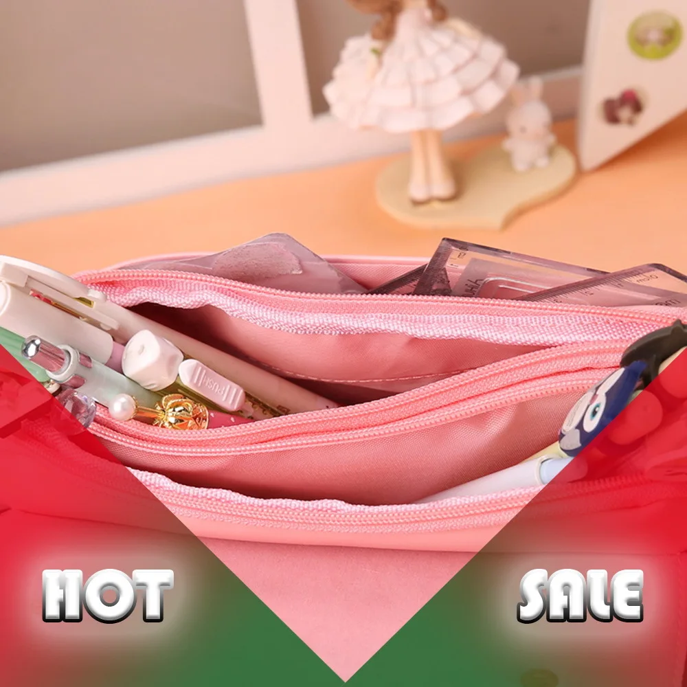 

Lovely pencilcase School Large Capacity PU Leather Pencil Bag Case Girls Gift student Stationery Supplies